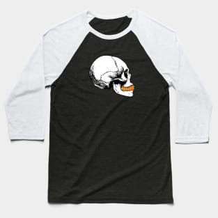 Skull with Candy Corn Teeth Baseball T-Shirt